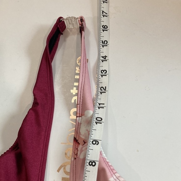 Halter Floral Burgundy Swim Bikini Top Large - Picture 10 of 12